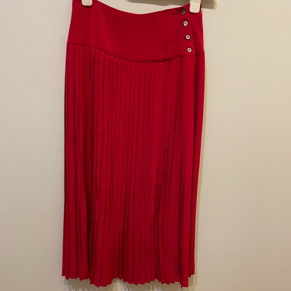Ellen Tracy Vintage Silk Red Midi Skirt